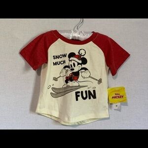 NEW |Disney Mickey Mouse 18M Kids | “Snow Much Fun” Skiing Top Tee Shirt | NWT